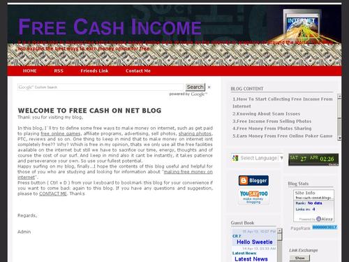 Free Cash Income On Internet