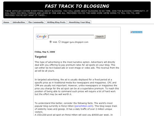 FAST TRACK TO BLOGGING