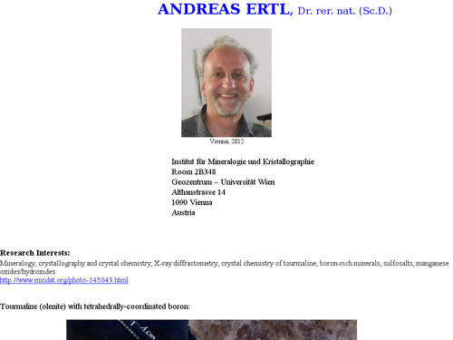 Andreas Ertl - Mineralogy & Crystallography
