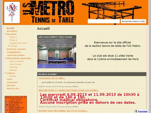 U.S. METRO - Tennis de table