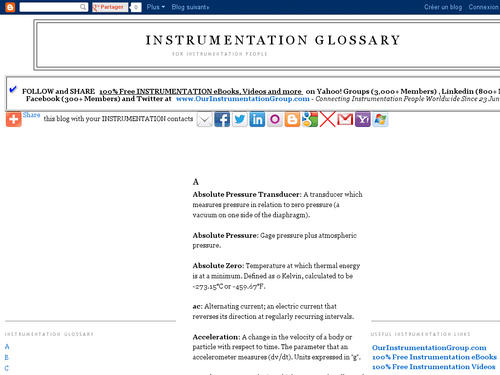 Instrumentation Glossary