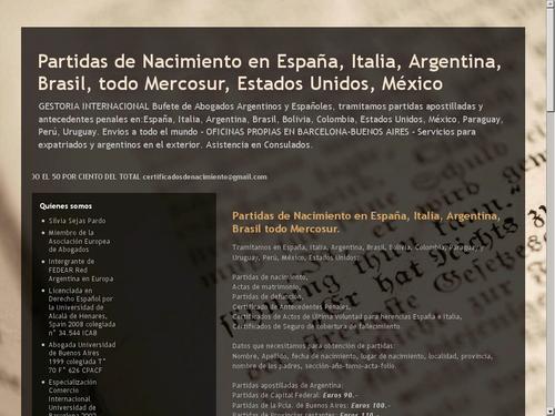 Partidas de Nacimiento España Italia Argentina todo Mercosur
