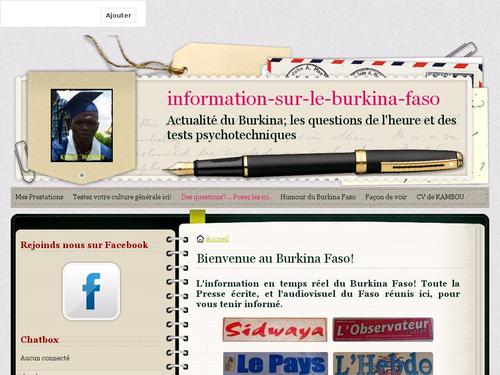 Information sur le Burkina et des tests psychotechniques